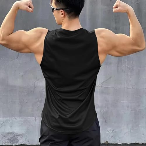Image of Men's Sandow Sleeveless Vest - Slim Fit Ribbed Cotton Blend Tank Top - Lightweight Crew Neck Gym Workout Undershirt for Summer