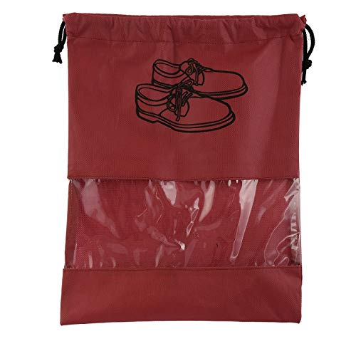 Image of Heart Home 9 Piece Non Woven Travel Shoe Organizer Space Saving Fabric Storage Bags Organizer (Royal Blue & Black & Maroon)- HEART3998