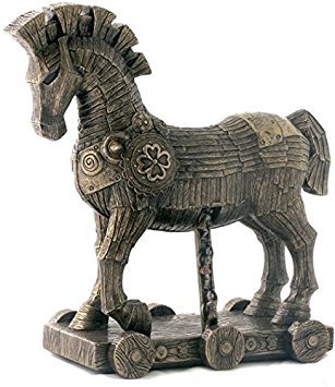 Figura de escultura de bronce fundido en frío de caballo de Troya griego de 10.75 pulgadas