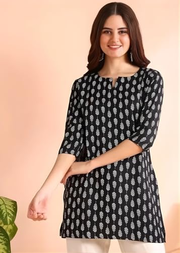 Image of Women's Short Kurti in TopsTunic Rayon Cotton Blend | Ladies Ethnic Tunic