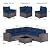 Halmuz 6 Piece Patio Furniture Sets Outdoor Conversation Sofa Set, All-Weather High Back PE Rattan Wicker Sectional Furniture Patio Sofa w/Tempered Glass Top Table&Thickened Cushions(Navy)