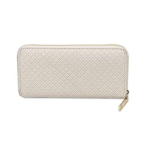 Nuevo multifuncional de la mujer Ladies embrague Monedero PU Funda de piel cremallera cartera cuadros textura teléfono móvil bolsas bolsas de noche Prom, beige (Beige) - ZSL-123