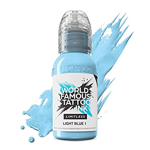 World Famous Tattoo Ink Limitless - Light Blue 1 - Professional Tattoo Ink & Tattoo Supplies - Skin-Safe Permanent Tattooing in Bold Shades - Vegan & Non-Toxic (1 oz)