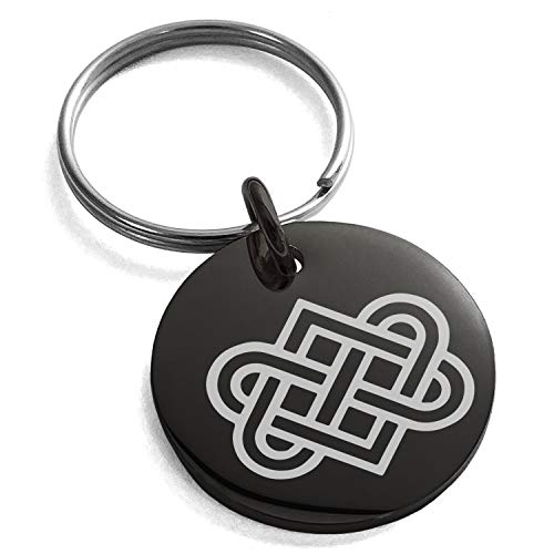 Stainless Steel Irish Heart Love Knot Small Medallion Circle Charm Keychain Keyring