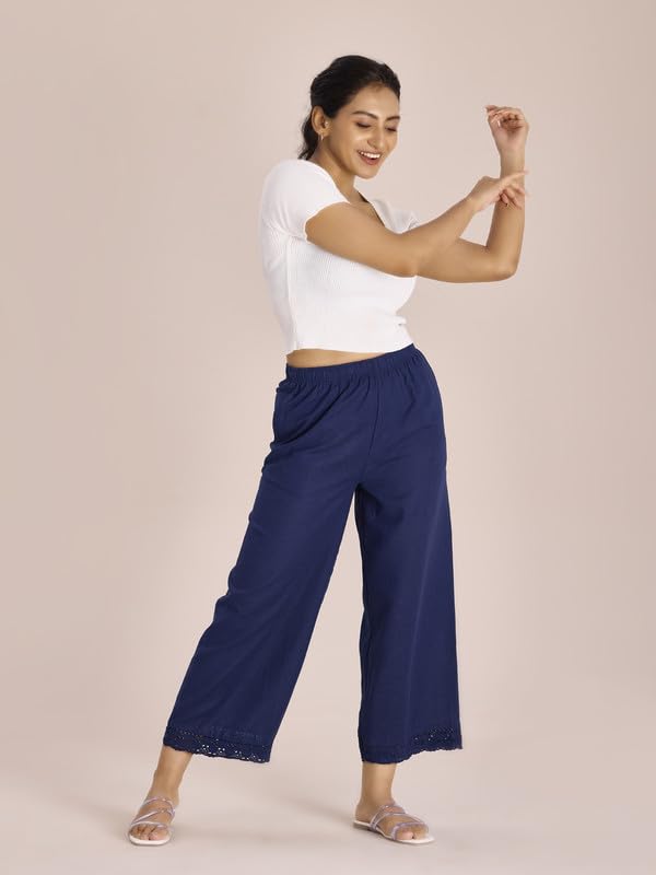 Image of GO COLORS Soft Linen Wide Pant Full Length for Women| Breathable, Mid Rise