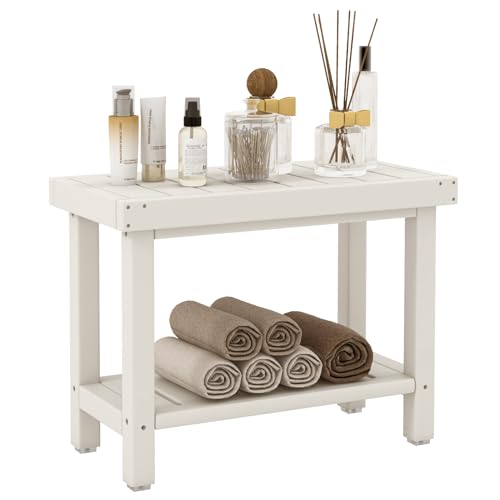 COSTWAY Duschbank Bad, Sitzbank mit Ablage bis 150 kg belastbar,...