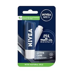 NIVEA Men Lip Balm, Active Care SPF for 24h Moisture, 4.8 g