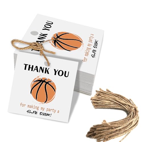 50pcs Basketball Thank You Favor Tags, Basketball Team Gift