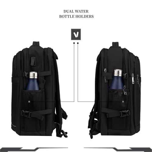 Image of F Gear Sydney Black 27L Premium Soft Touch Laptop Backpack | Fits 17 inch Laptop | Lightweight with Tablet Sleeve, USB & Type-C Charging Ports, 4 Compartments, 1 Pocket & Luggage Strap | Water-Resistant