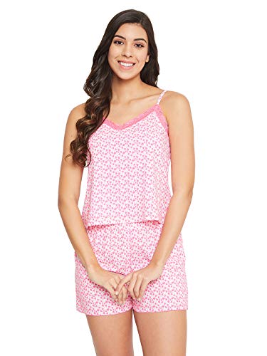Image of Clovia Women's Rayon Floral Print Cami Top & Short Set