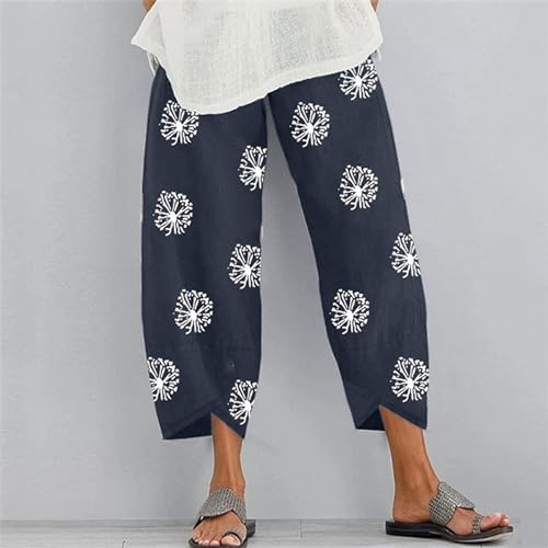 Lightweight Linen Pants Women Summer Casual Solid Color Beach Comfy Elastic Waist S-2XL4