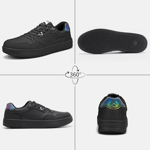 SPIEZ Non Slip Work Shoes Men Women, Oil Stain Slip Resistant Food Service Shoes, Breathable Lightweight Fashion Sneakers for Standing All Day, Black US4.5-13.52