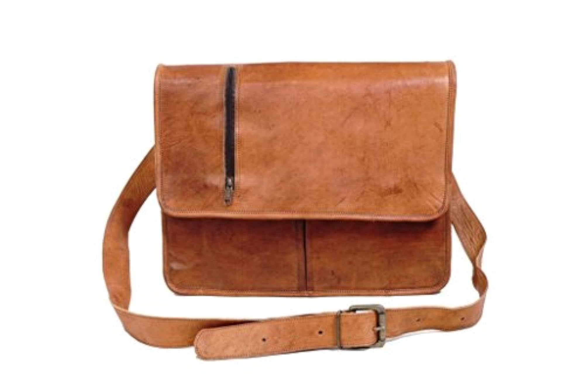 Genuine Brown Leather Messenger Bag for Boys & Girls