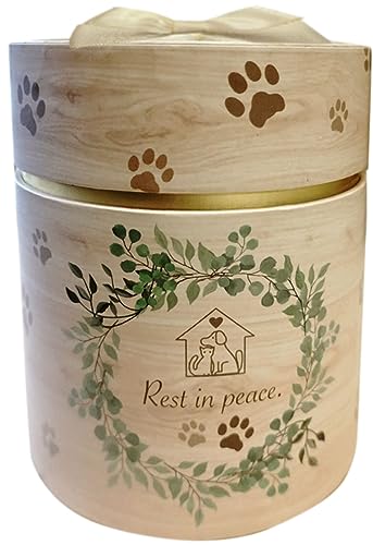 紙製ペット骨壺 (６寸)・(５寸骨壺用カバー) メモリアルボックス「I'm home～ただいま～」ボタニカル＆肉球 大型犬のサムネイル