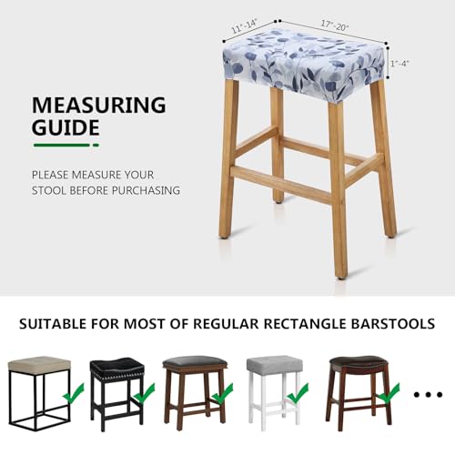 Image of YISUN Stool Covers Rectangle - 2 Pack Stretch Waterproof Saddle Seat Cover Counter Bar Stools Bar Chairs Covers Kitchen Island Chairs Cushion Protector (2, F-Grey White)