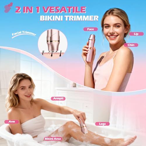 Bikini Trimmer for Women 2-in-1 Electric Razors for Women with Body & Facial Heads, Rechar - image 5