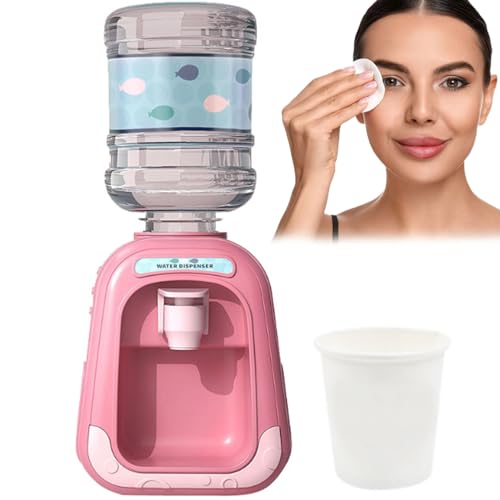 Mini Water Dispenser Pump for Micellar Water Desktop Liquid Dispenser Fun Makeup Remover Container Bathroom and Vanity Organizer (Pink)