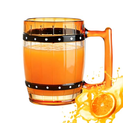 Wpsagek Taza de con mango ergonómico de 300 ml, taza de cerveza de vidrio en forma de barril, para el hogar, camping, dormitorio, hotel, apartamento, fiesta, cafetería, chocolate, té, leche