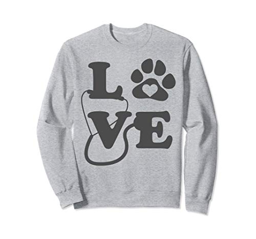 LOVE Veterinary Medicine Shirt Vet Letters Pawprint Gift Sweatshirt