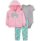 pc crt 240p  Carter\'s 3-Piece Little Jacket Set (Pink/Elephant, 24 Months)