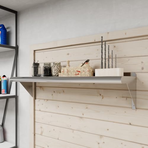Image of AmGood 10 in. x 36 in. Stainless Steel Wall Shelf | NSF | Metal Shelving | Garage, Laundry, Storage, Utility Room | Restaurant, Commercial Kitchen