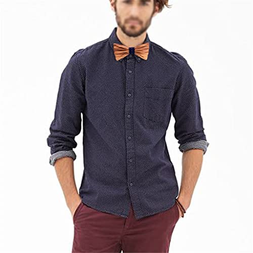 Corbata madera sólida curvada 3D con set floral miniatura 2