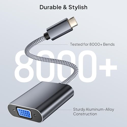 Elebase USB C to VGA Adapter for Apple iPhone 17 16 15 Max Plus,Type C (Thunderbolt 3/4) to VGA (15 Pin) Video Cable Converter for Chromebook,MacBook Pro/Monitor,Mac Air,iPad,Dell XPS,Surface Book,HP