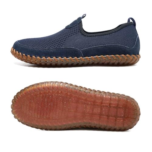 Image of Men's Genuine Leather Loafer Shoes Slip On Soft Walking Shoes Perforated Driving Shoes