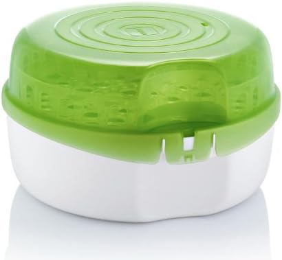 MAM Microwave Steam Steriliser, Comes with 2 x MAM Easy Start Self Sterilising Anti-Colic Baby Bottles and Baby Soother, Bottle Steriliser for Babies