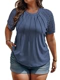 Picture of Summer Plus Size Tops for Women Going Out Casual Shirts Loose Fit Reglan Tunics 5XL