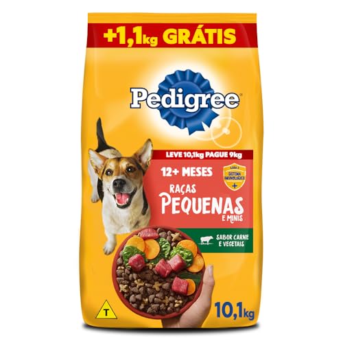 Ração Pedigree Carne e Vegetais Cães Adultos Raças Pequenas e Minis Leve 10Kg e Pague 9Kg