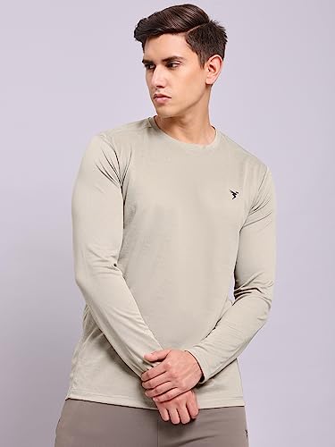 Image of TECHNOSPORT Men's Slim Fit Full Sleeve Round Neck T-Shirt, Double Cool Quick Dry Moisture Wicking Stretchable Sports Gym and Casual Wear