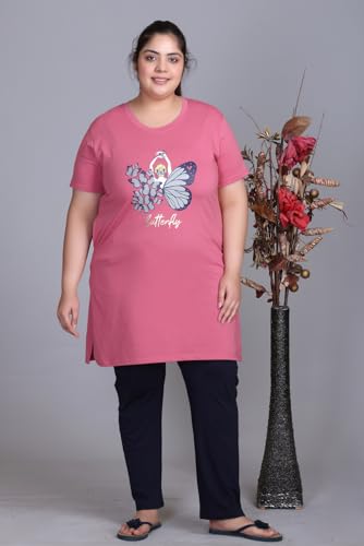 Image of In Love Women's Plus Size Graphic Printed Cotton Night Suit Set Short Sleeve