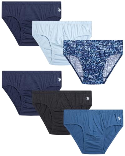 U.S. Polo Assn. Men's Low Rise Briefs - 6 Pack Soft Stretch Tag Free Cotton Underwear Briefs with Contour Pouch (Sizes: S-XL)