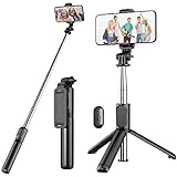【Palo Selfie con Trípode】 Este es un ingenioso kit, no solo es un simple palo selfie, sino que también se puede convertir muy fácilmente en un soporte para teléfono. En el extremo inferior, puede soltar las tres patas para obtener un trípode de mesa. En condiciones normales sobre una superficie plana, cuanto menos se extienda, más estable será. Un bonito trípode estable y equilibrado para la comodidad de selfies y Facetime, videollamadas, etc.