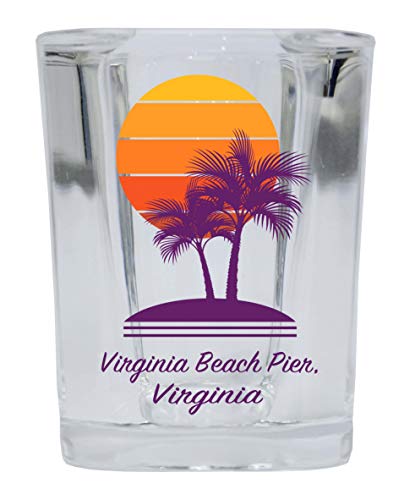 Virginia Beach Pier Virginia Souvenir 2 Ounce Square Shot Glass Palm Design