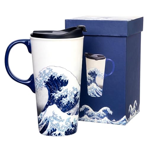 Topadorn 17 Oz Ceramic Coffee Travel Mug with...