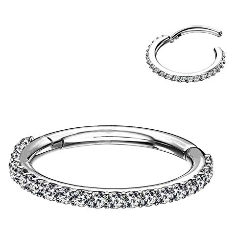 OUFER Nose Rings 20G 316L Stainless Steel Nose Hoops Clear CZ Paved Nose Hoop Ring Nose Piercing Jewellery Cover