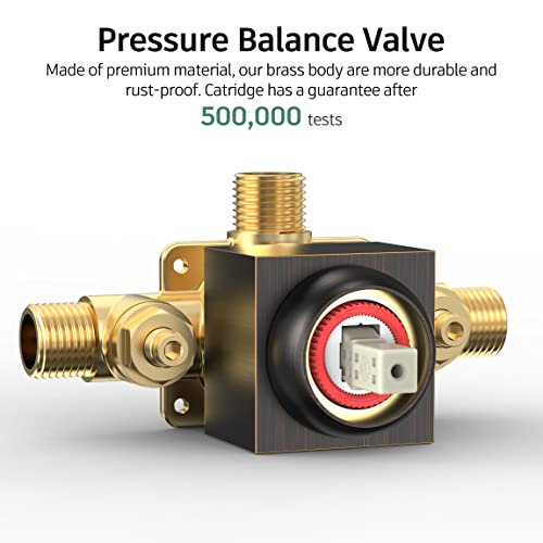 Suncleanse Shower System, 8 Inches Square Rainfall Showerhead, High Pressure Shower Head With 16-Inch Shower Arm, Shower Faucet Set With Valve And Trim, Oil Rubbed Bronze #TOP3