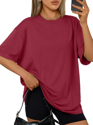 Image of Trendy Queen Womens Oversized T-Shirts Short Sleeves Workout Tops | Casual Summer Gym Tees Plus Size Fashion Clothes 2026