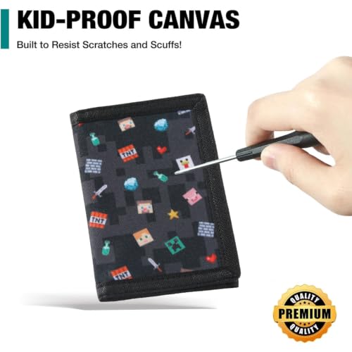 Image of Kids Wallet for Boys Teen, Little Boys Wallet for Kids Ages 4-5-6-7-8-9-10-12, Pixel Youth Wallets with Zipper Coin Pocket, Tri Fold Child Childrens Wallet for Christmas Birthday Gift Ideas