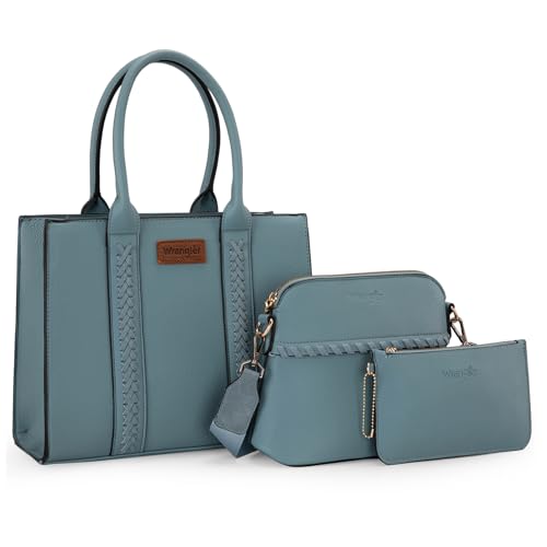 Image of Wrangler 3PCS Purses for Women Tote Bag Crossbody Handbag and Wallet Set with Guitar Strap