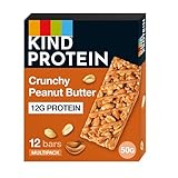 KIND Protein Bars, Gluten Free Snack Bars, Crunchy Peanut Butter, High Fibre, Healthy Snack, Source of Protein, No Artificial Colours, Flavours or Preservatives, Multipack 12 x 50g