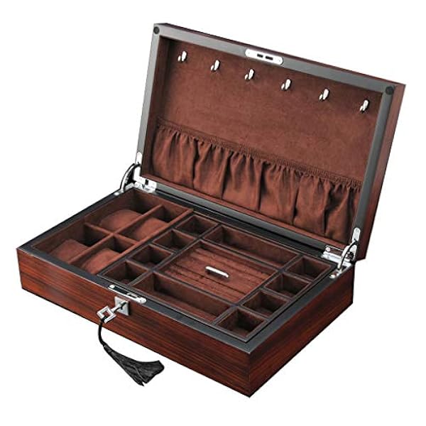 Houten horlogekast met sluiting, multifunctionele bewaarsieraden, armbanden, halskettingen, ringen of andere kleine voorwerpen