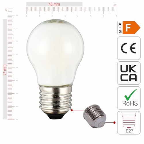 TEKLED® G45 Golf Ball DIMMABLE Filament LED Bulbs, 4000k - Cool White, 37 Watt / E27 (ES) - Image 2