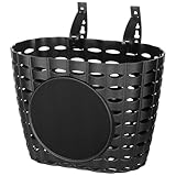 Panier de vélo enfant en plastique noir - conception à sangle, facile à fixer au guidon sans outils, panier de vélo enfant