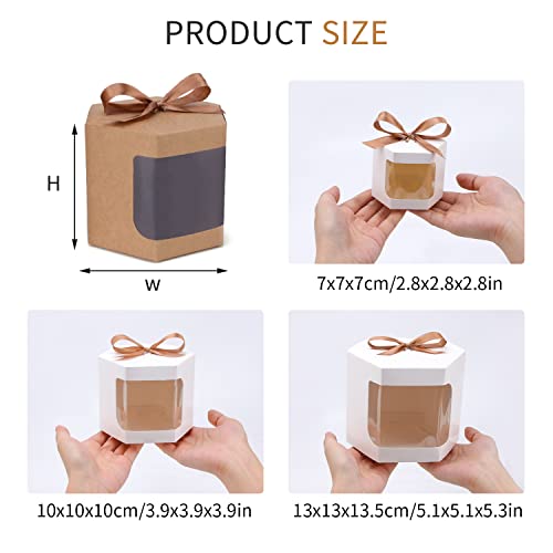 Szychen 24 Gift Boxes With Display Windows, Hexagonal Paper Boxes With Lids, Suitable For Gift Giving, Crafting, Cakes, Candy Boxes, Wedding Party Birthday Gift Boxes #TOP5