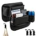 2 Pack Car Seat Gap Filler Organizer, Leather Seat Gap Bag with Cup Holder (3.14 inch) & 4 Hooks, Anti-Slip Flannel Lined Storage Box for Phone, Keys, Wallet, Fit Most Cars