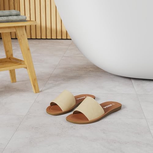 Image of Soda Shoes Efron-S Women Flip Flops Basic Plain Slippers Slip On Sandals Slides Casual Peep Toe Beach