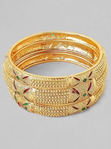 Image of Rubans Bangles Set Gold Plated Traditional Ethnic Stylish Trendy Jewellery Gift for Women & Girls